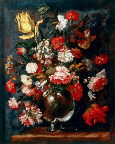 Glass vase with a bunch of carnations by Andrea the Elder Scacciati